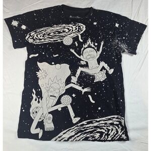 Rick and Morty T-Shirt Adult Small Black Space Galaxy Graphic Adult Swim Cartoon